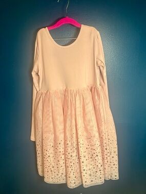 Hanna Andersson Pale Pink Long Sleeve Tulle Dress with Stars